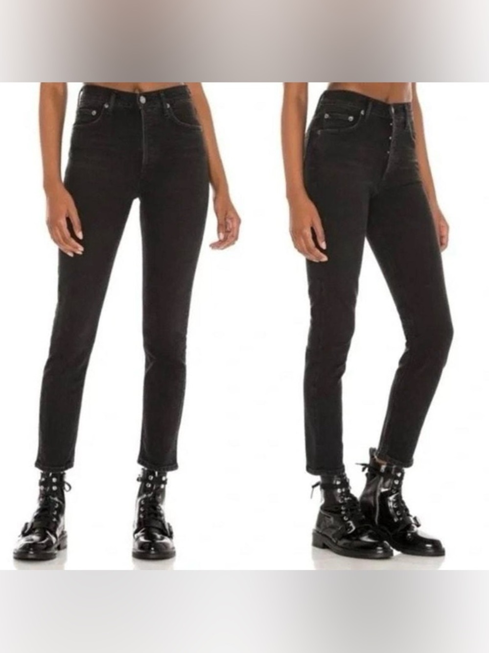 Agolde Nico Slim High-Rise Black Jeans